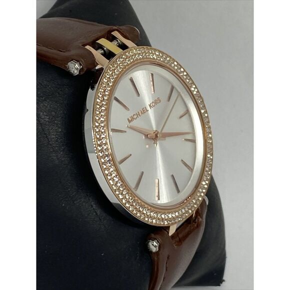Michael Kors MK3203 Women's Brown Leather Analog Silver Dial Quartz Watch JK118 - Picture 5 of 12